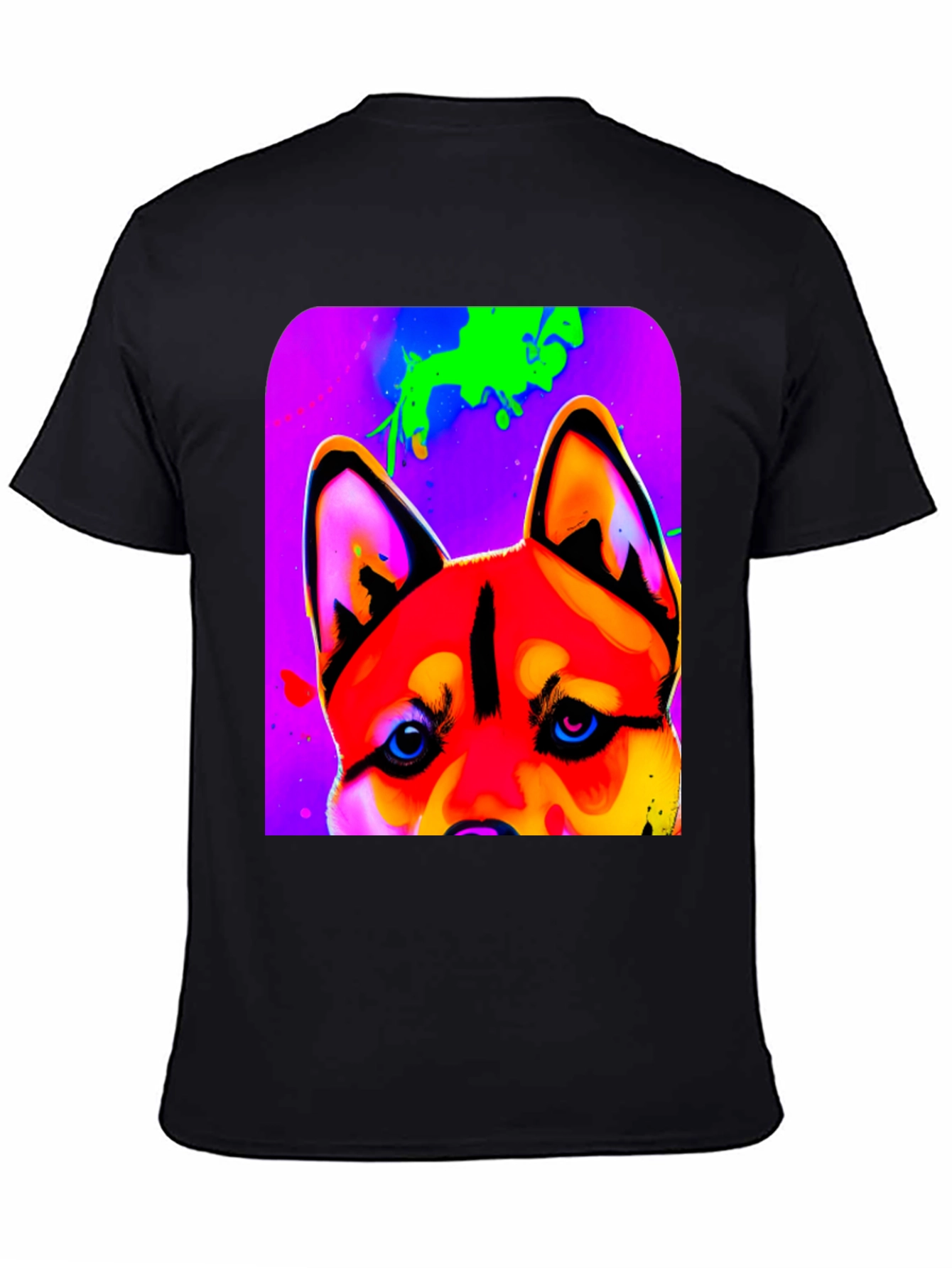 Vibrant Dog Graphic T-Shirt - Artistic Animal Print