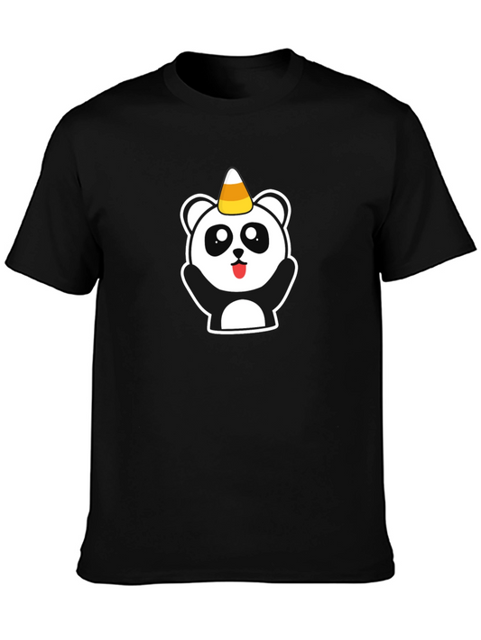 Candy Corn Panda T-Shirt - Unisex Black Tee