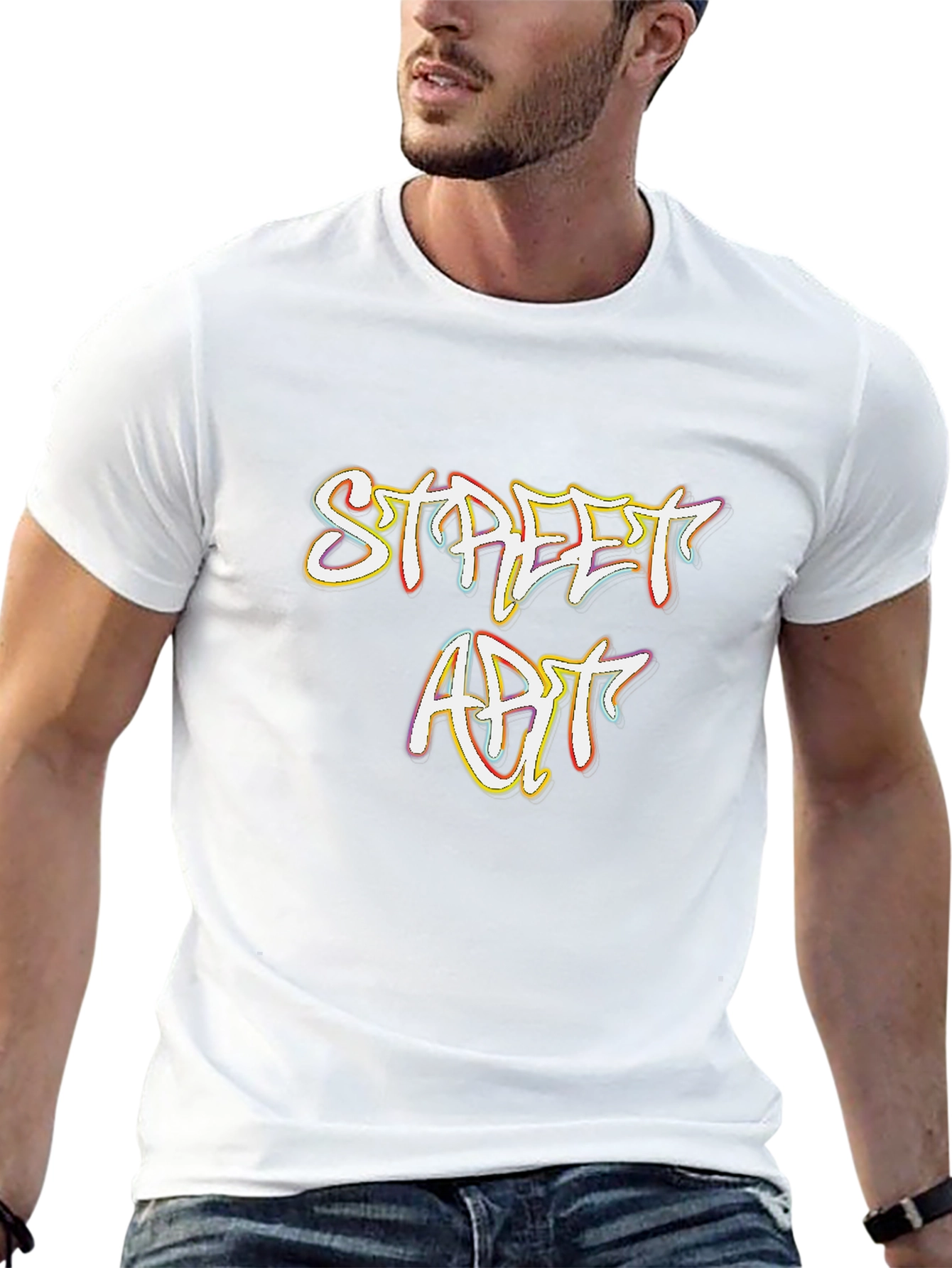 Street Art Graphic Print Black T-Shirt