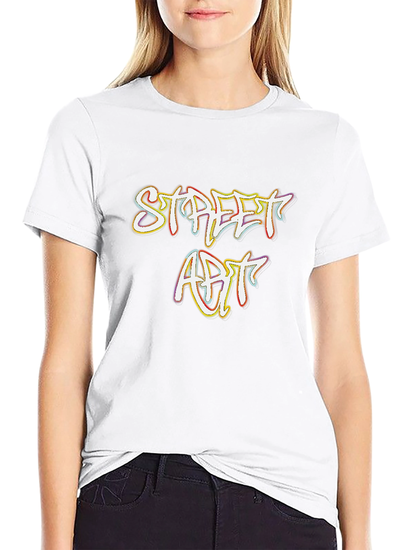Street Art Graphic Print Black T-Shirt