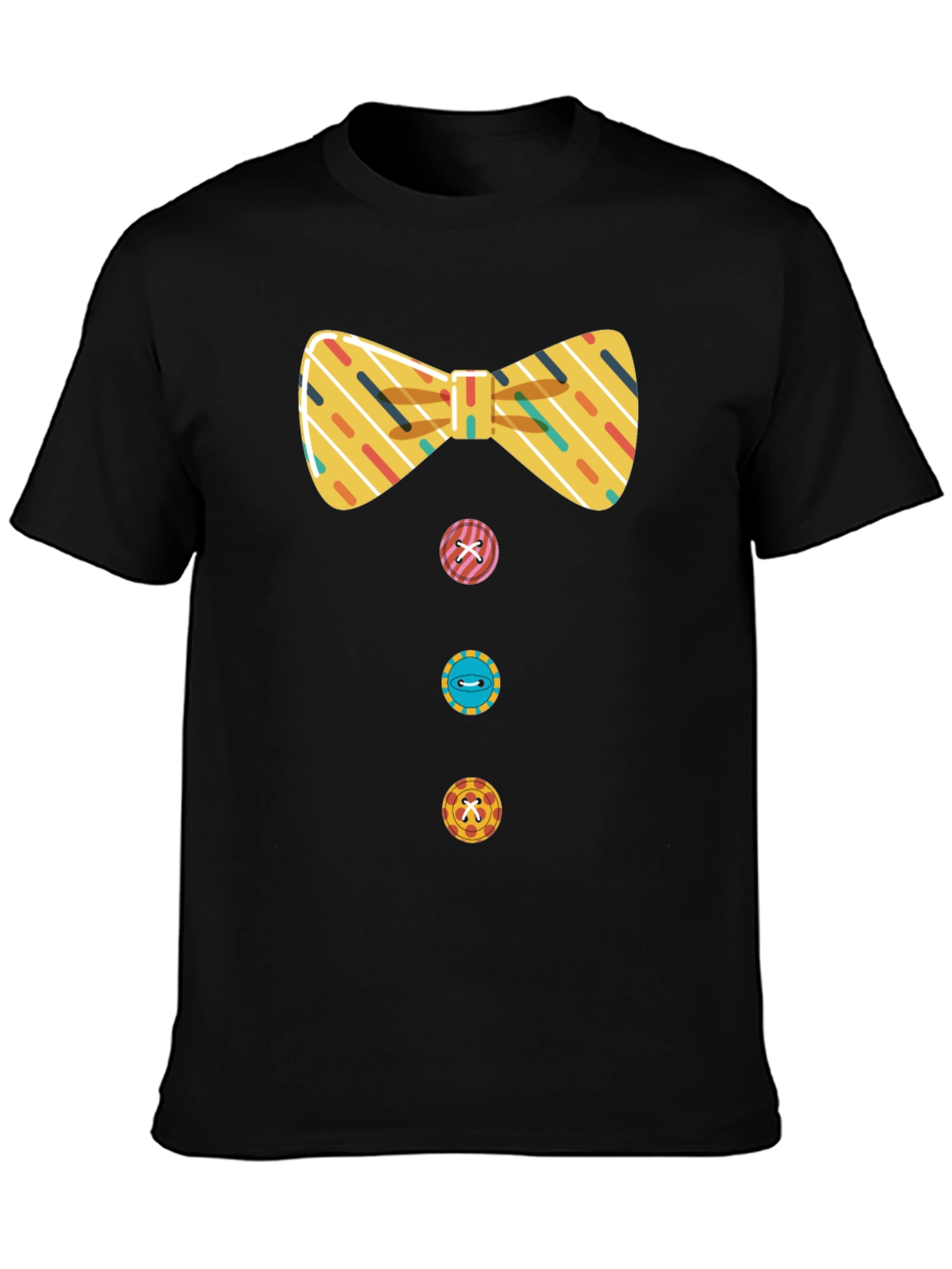 Novelty Bowtie & Buttons Black T-Shirt
