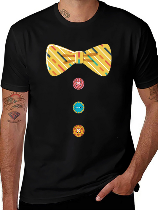 Novelty Bowtie & Buttons Black T-Shirt