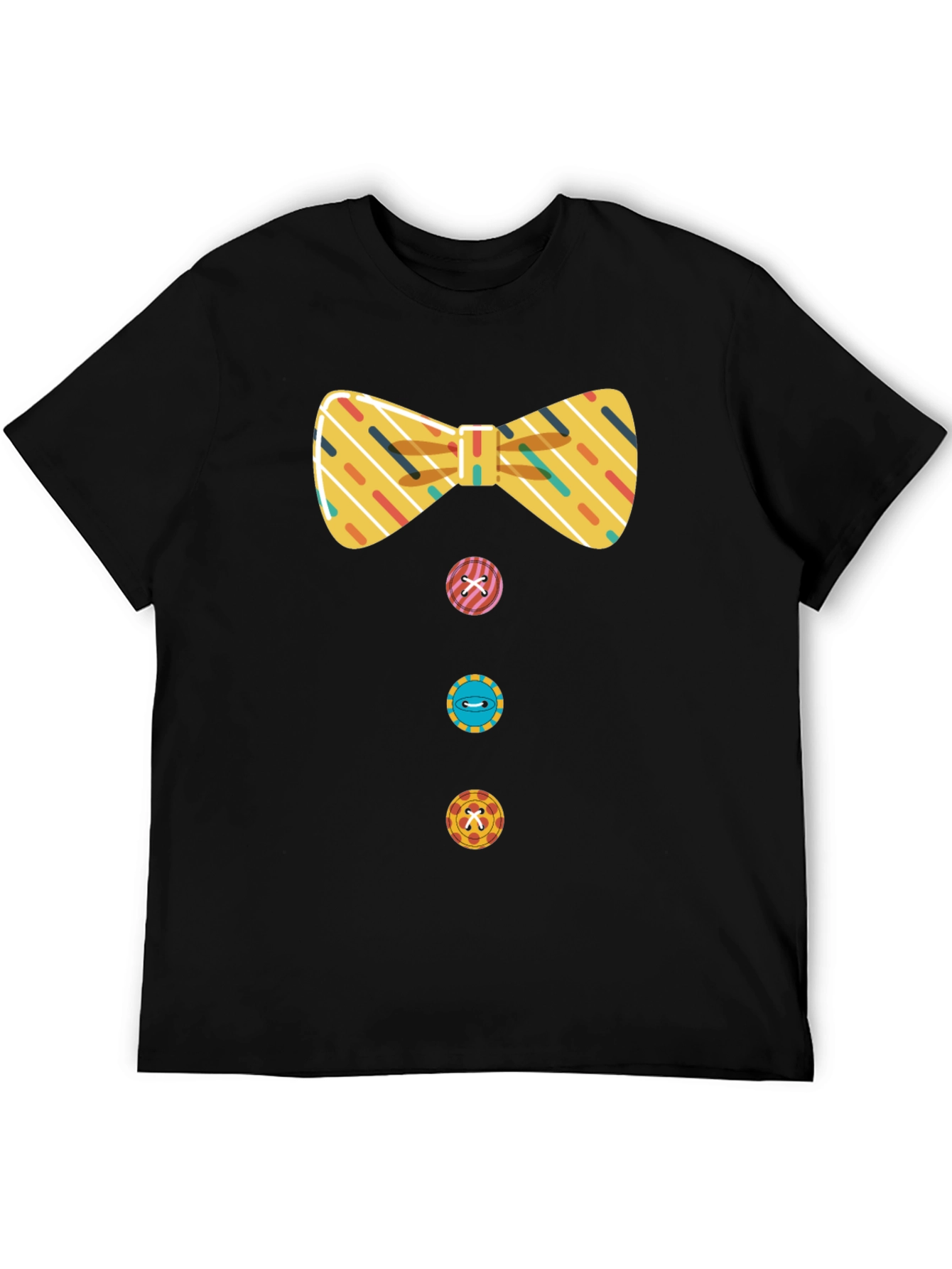 Novelty Bowtie & Buttons Black T-Shirt