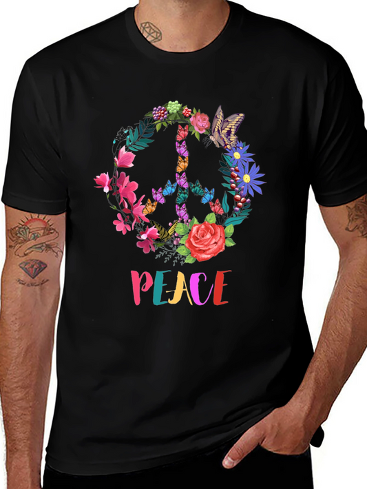 Floral Peace Sign Graphic Tee - Spread the Love!