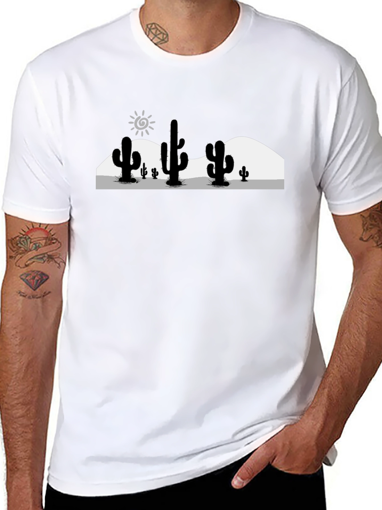 Desert Cactus Graphic T-Shirt - Black