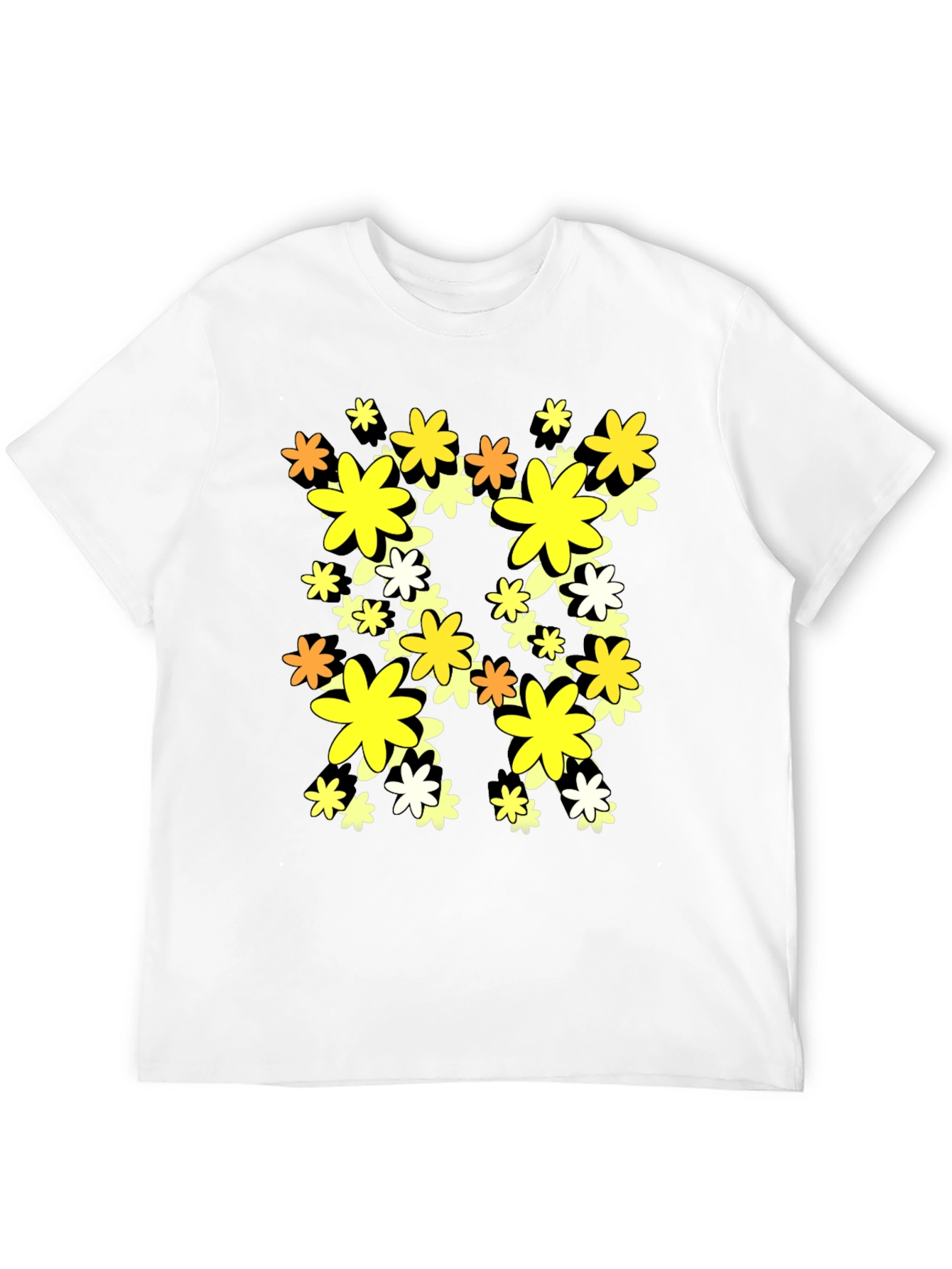 Floral Graphic Print Black T-Shirt