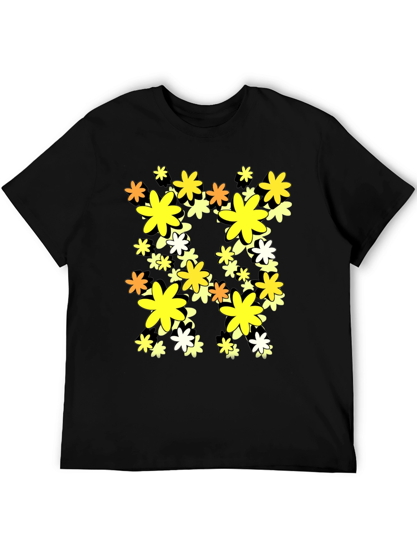Floral Graphic Print Black T-Shirt