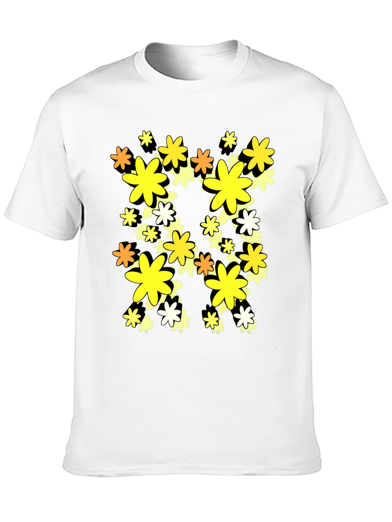 Floral Graphic Print Black T-Shirt