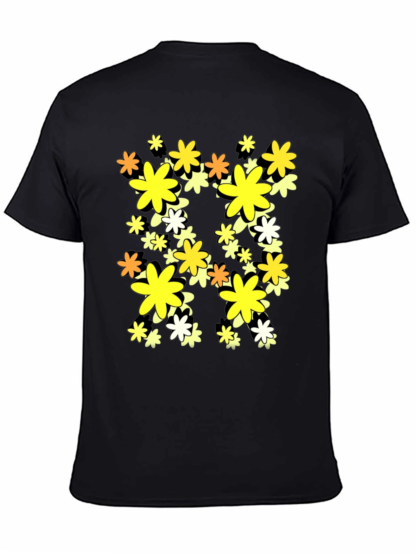 Floral Graphic Print Black T-Shirt