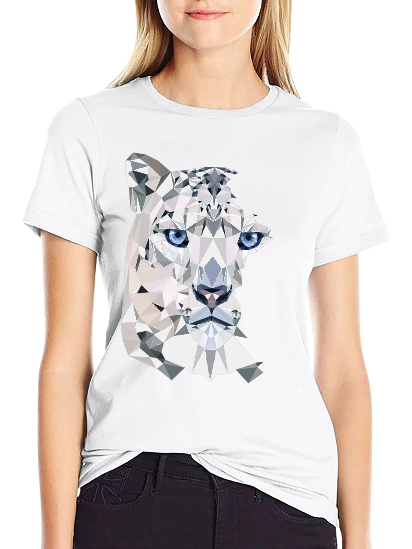 Geometric Snow Leopard Graphic Tee