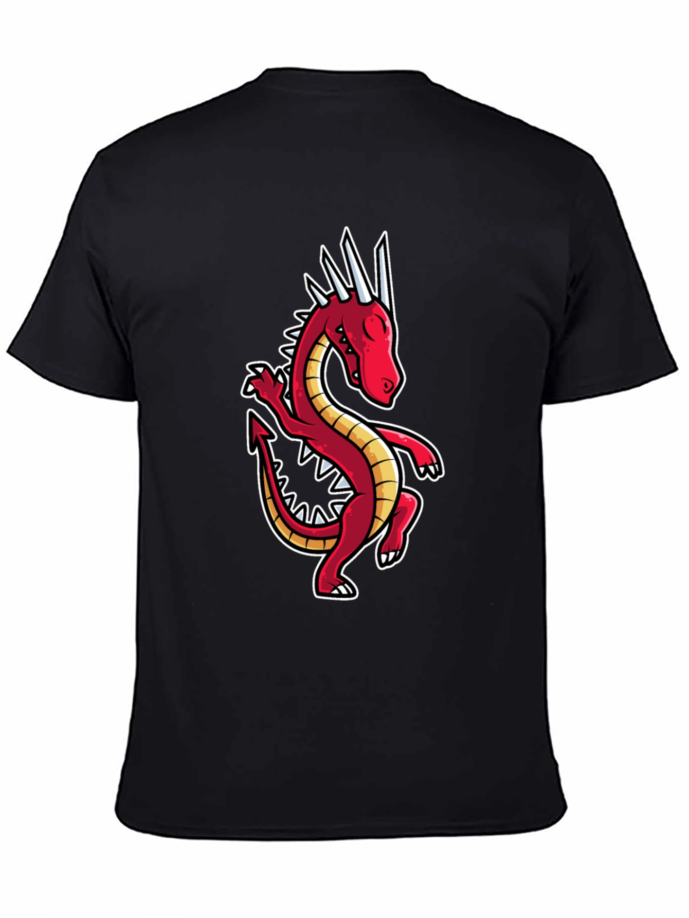 Dancing Dragon Graphic Tee - Black Cotton Shirt