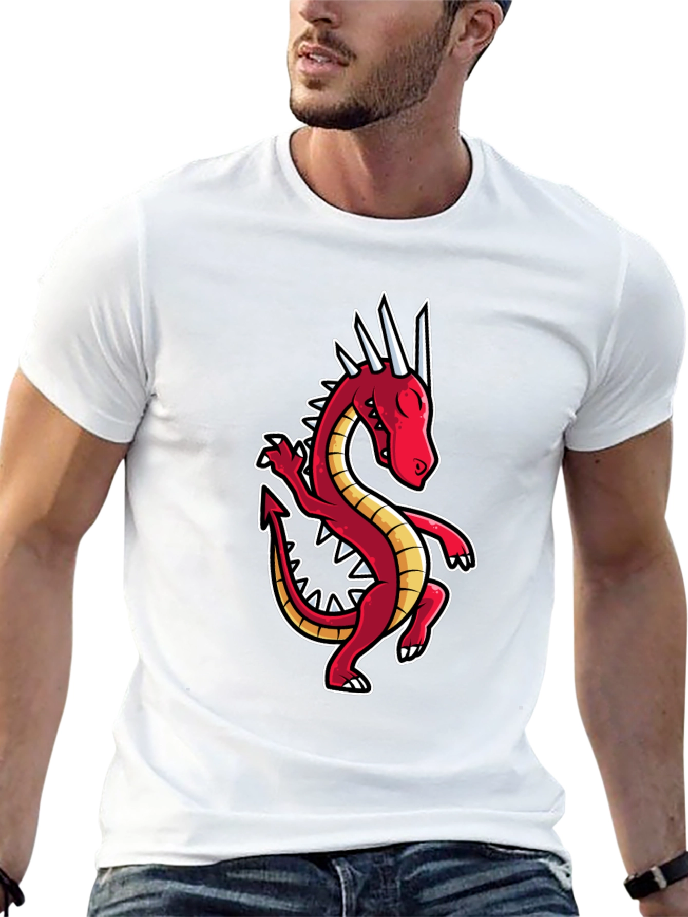 Dancing Dragon Graphic Tee - Black Cotton Shirt