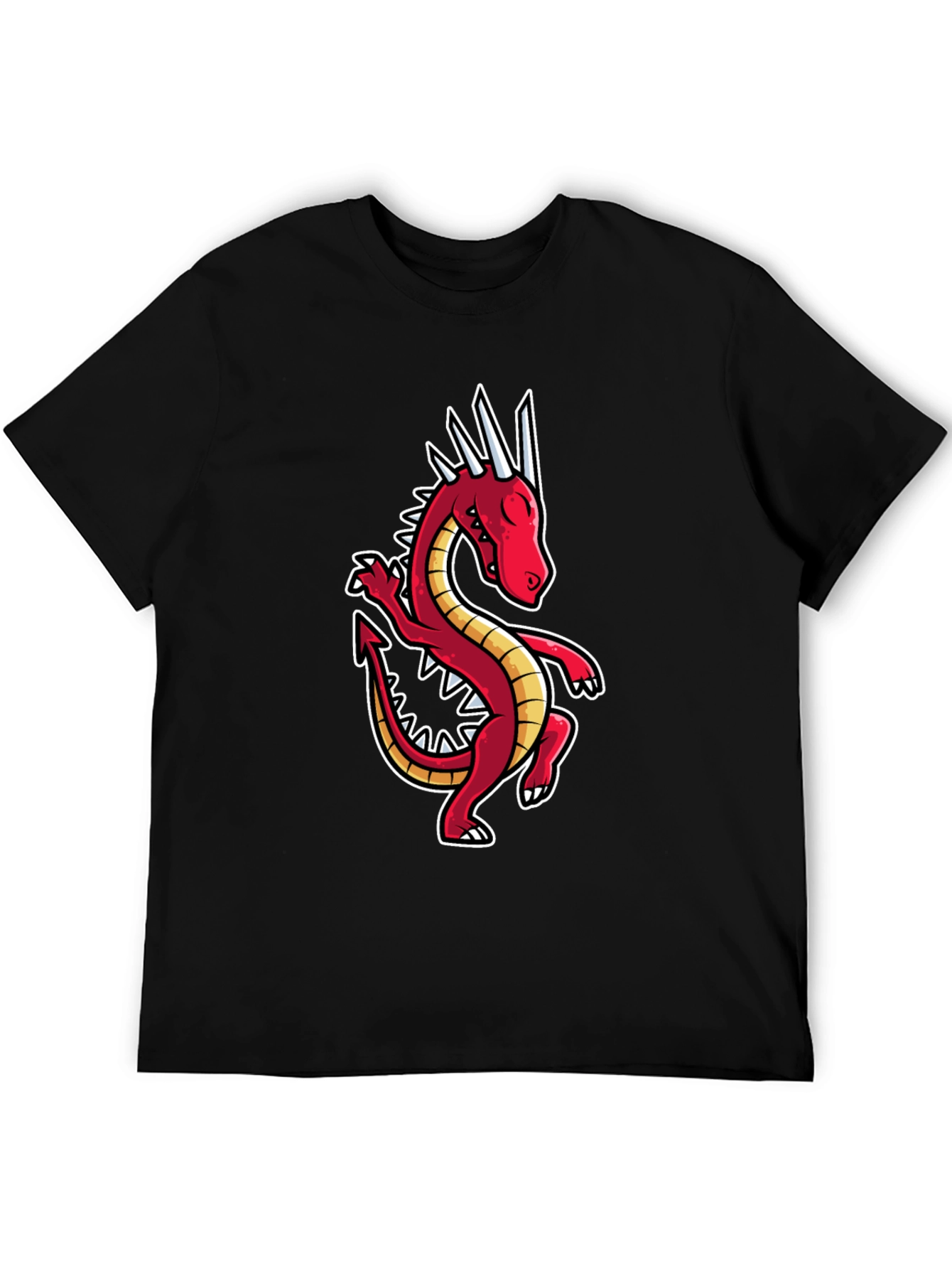 Dancing Dragon Graphic Tee - Black Cotton Shirt