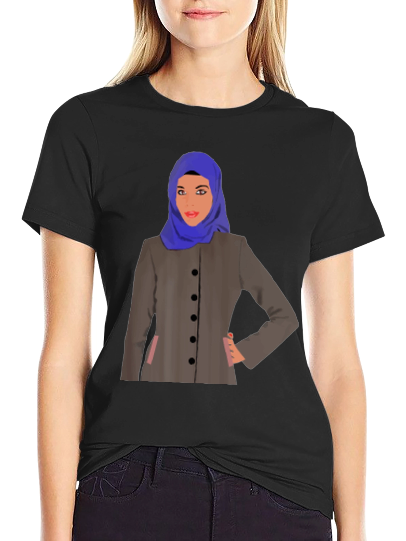 Stylish Woman in Hijab Graphic Tee