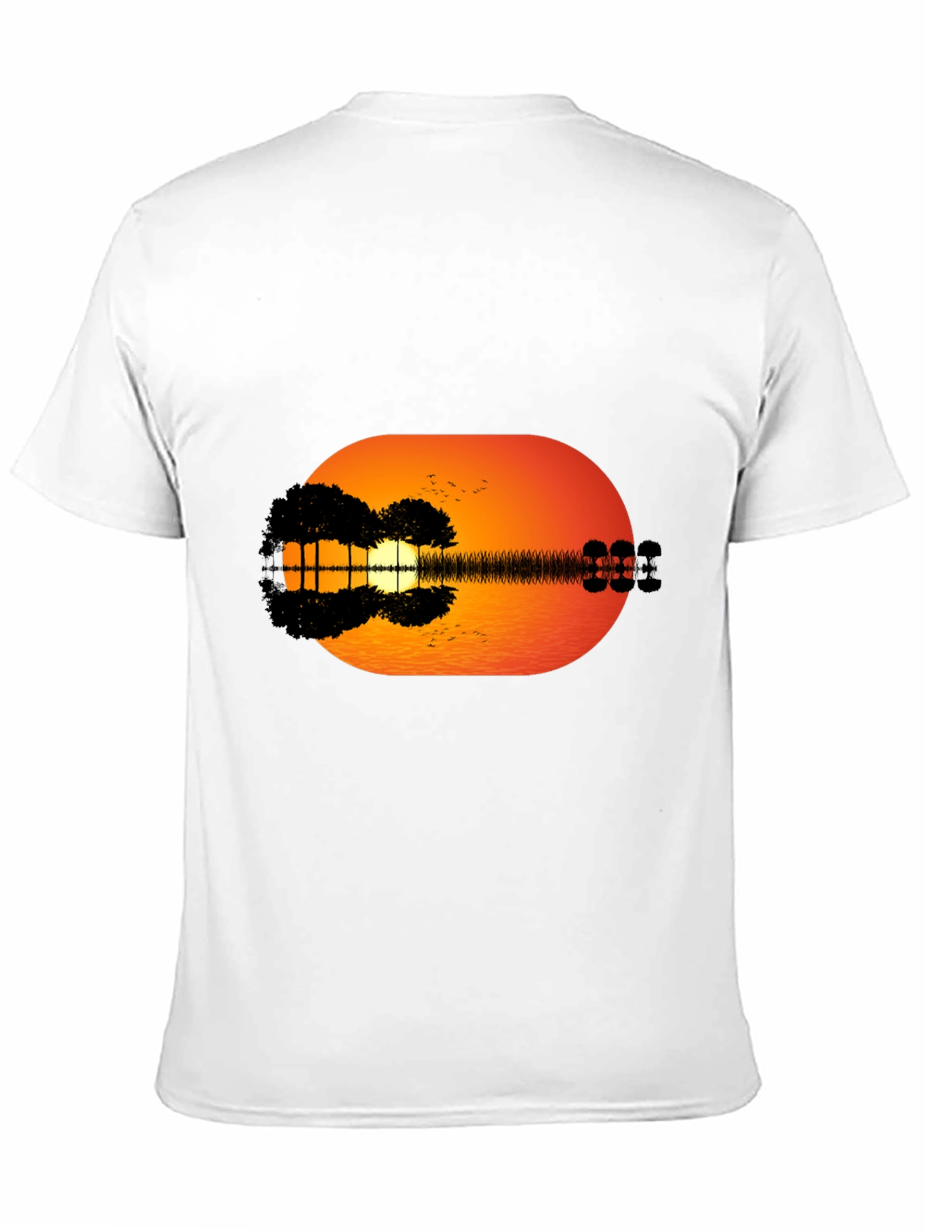 Sunset Guitar Graphic Tee - Black Casual T-Shirt