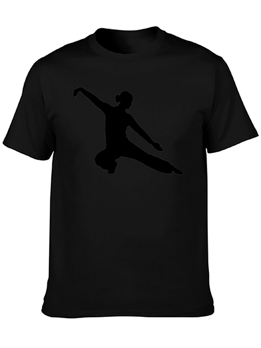 Martial Arts Silhouette T-Shirt - Black Cotton Tee