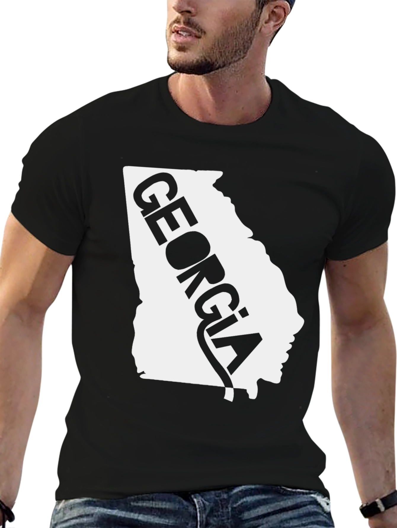Georgia State Pride Tee - Black Cotton T-Shirt