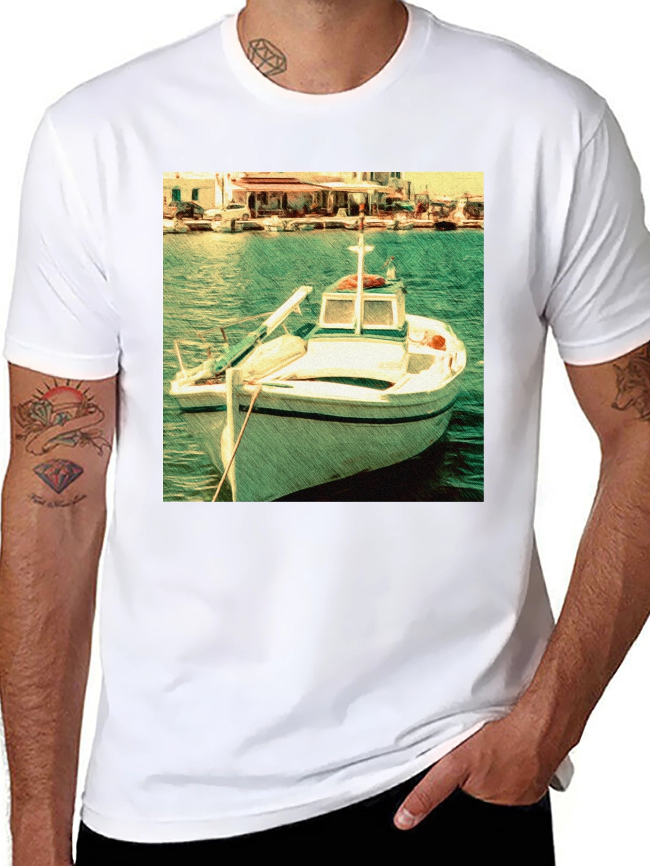 Boat Graphic Black T-Shirt
