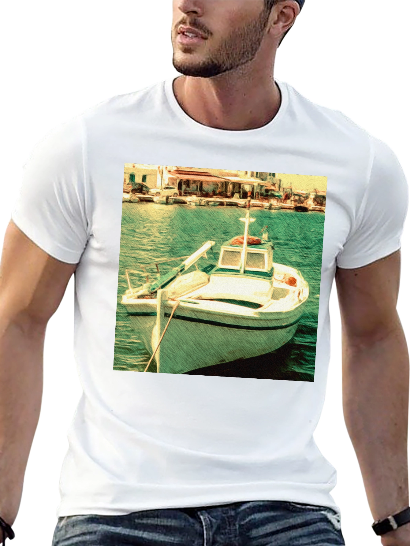Boat Graphic Black T-Shirt