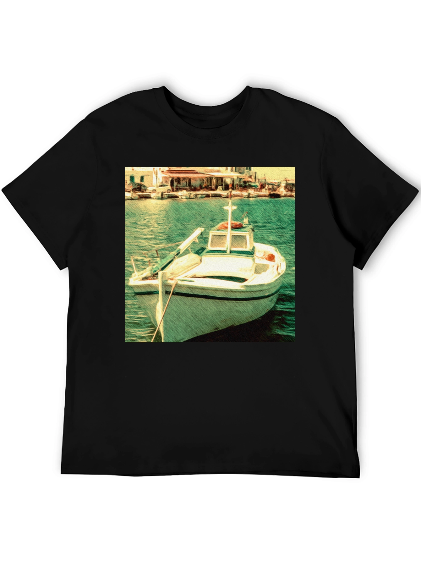 Boat Graphic Black T-Shirt