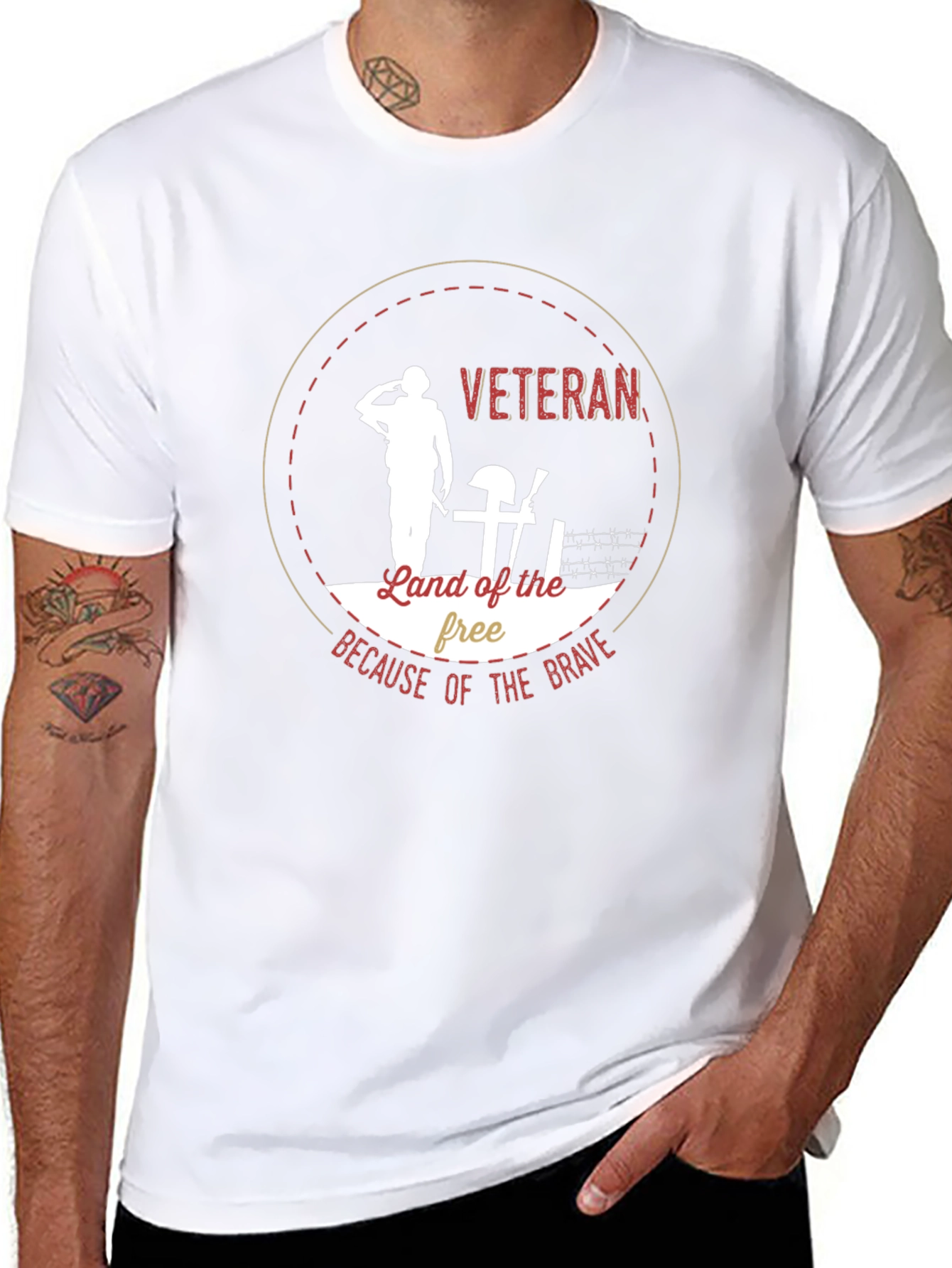 Veteran Land of the Free Graphic T-Shirt
