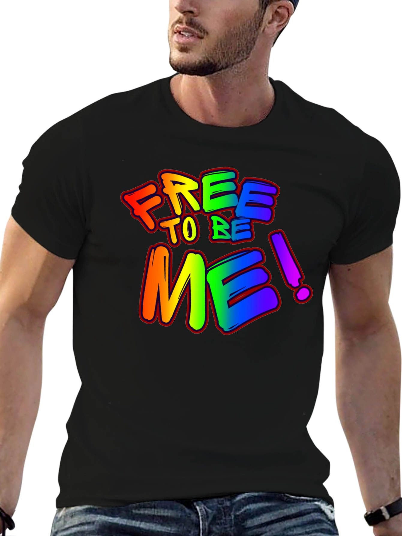 Free to Be Me! Rainbow Graphic T-Shirt