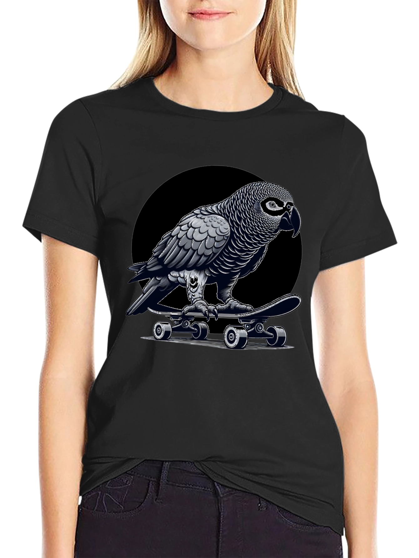 Skateboarding Parrot Graphic Tee
