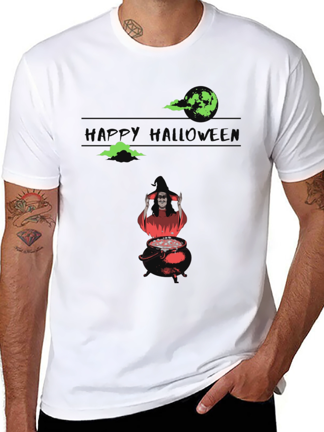 Halloween Witch Cauldron Graphic Tee - Spooky Season Shirt