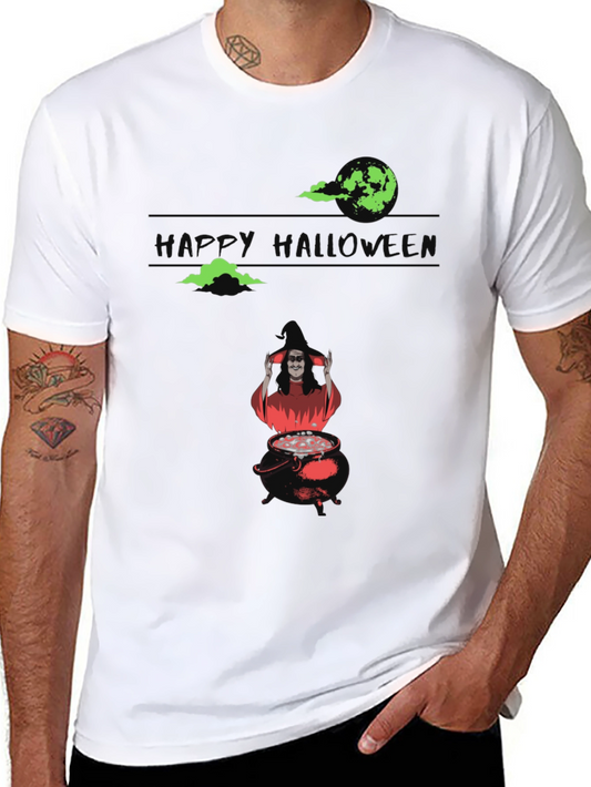 Halloween Witch Cauldron Graphic Tee - Spooky Season Shirt