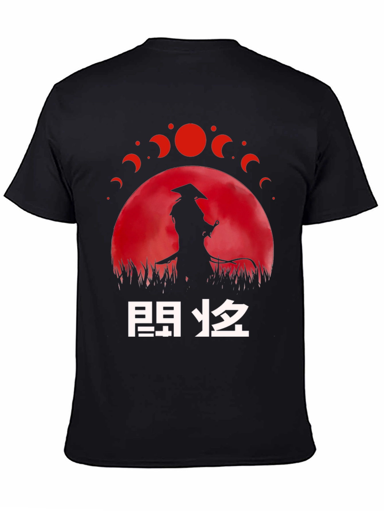 Samurai Moon Phase Graphic T-Shirt - Unique Design