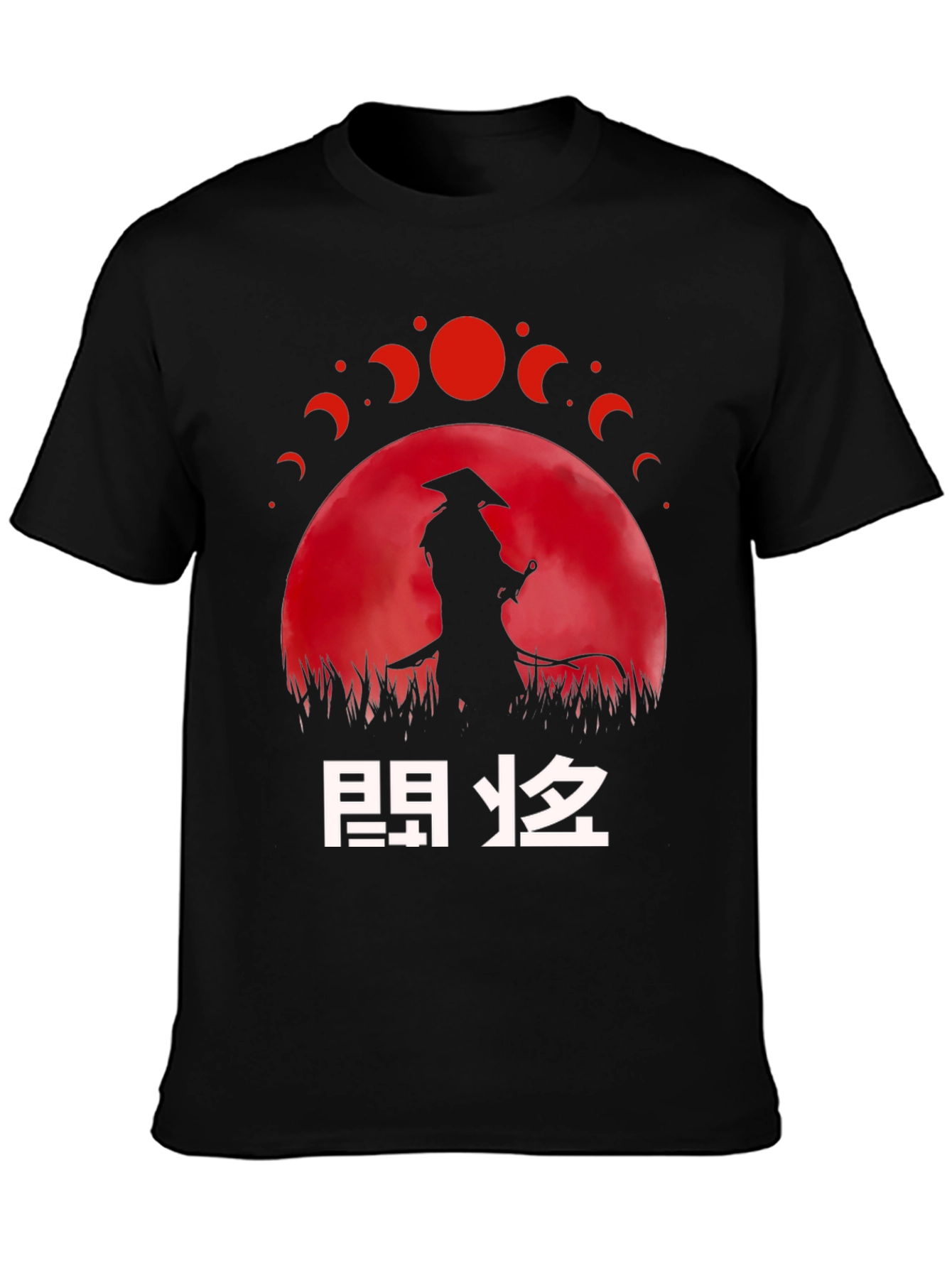 Samurai Moon Phase Graphic T-Shirt - Unique Design