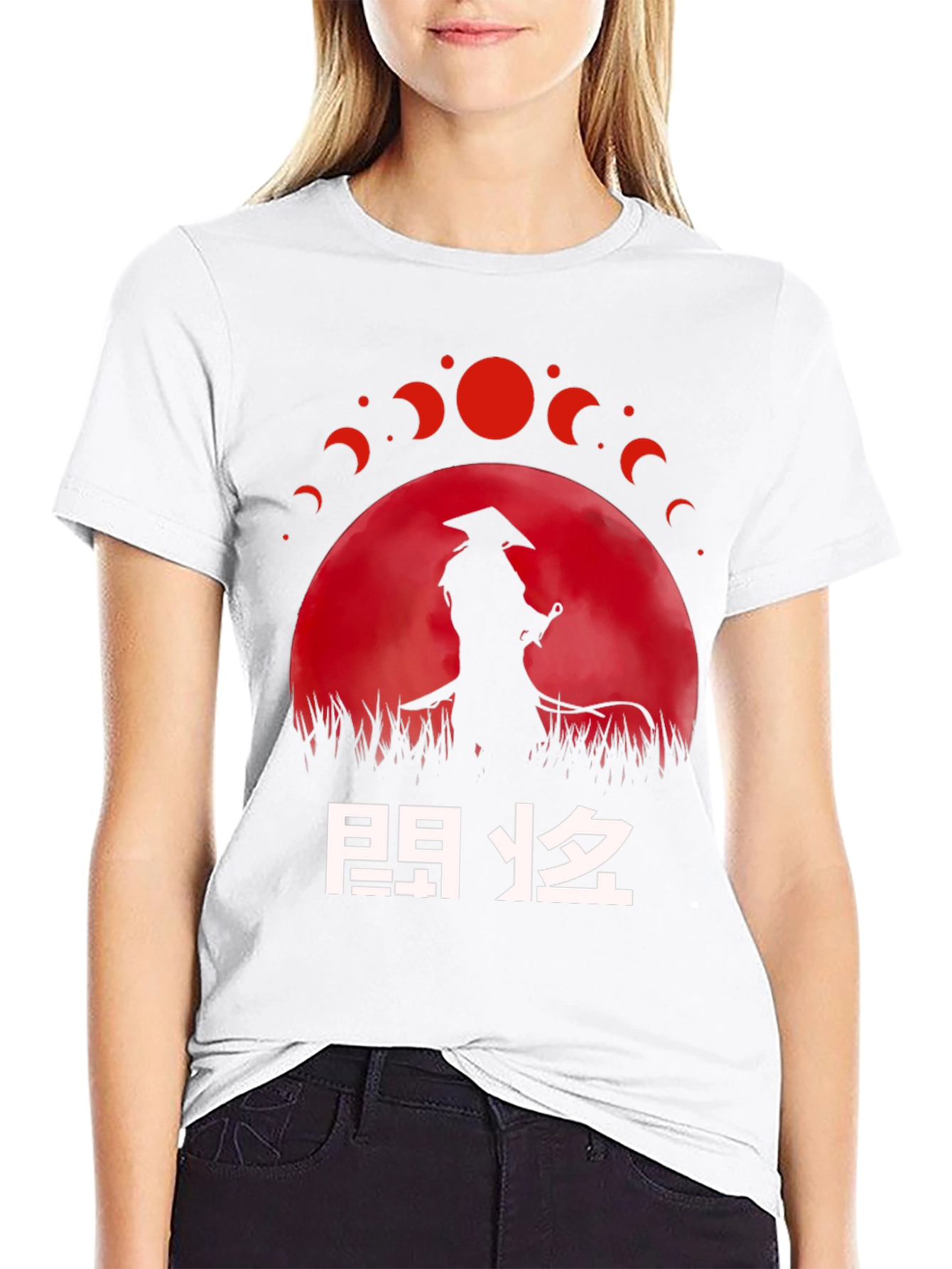 Samurai Moon Phase Graphic T-Shirt - Unique Design