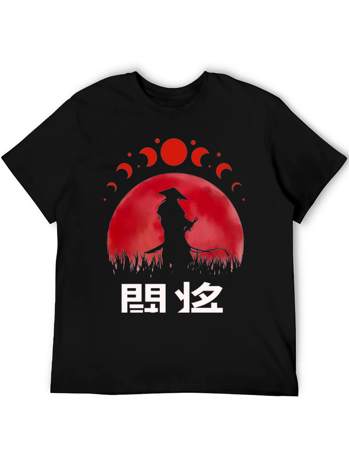 Samurai Moon Phase Graphic T-Shirt - Unique Design