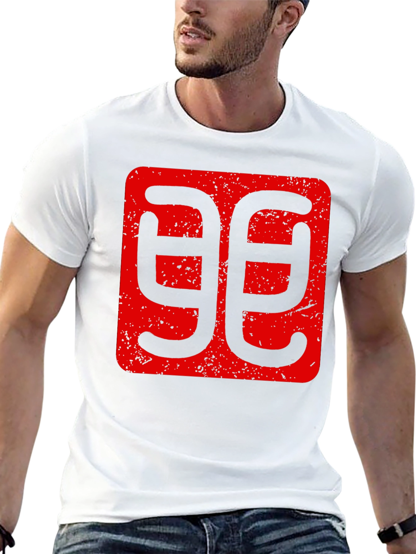 Geometric Red Graphic Print Black T-Shirt