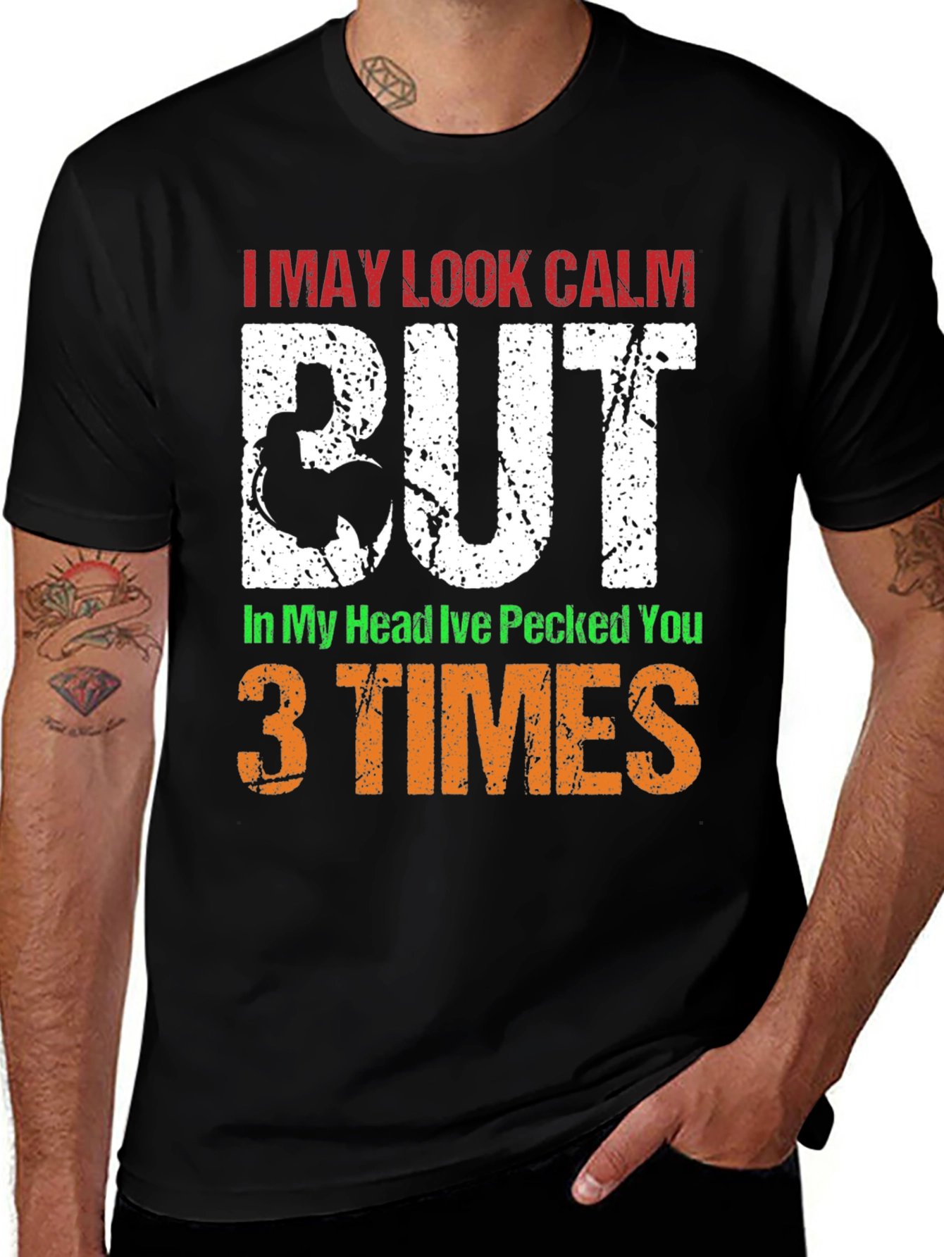 Calm Rooster Graphic Tee - Funny Novelty T-Shirt