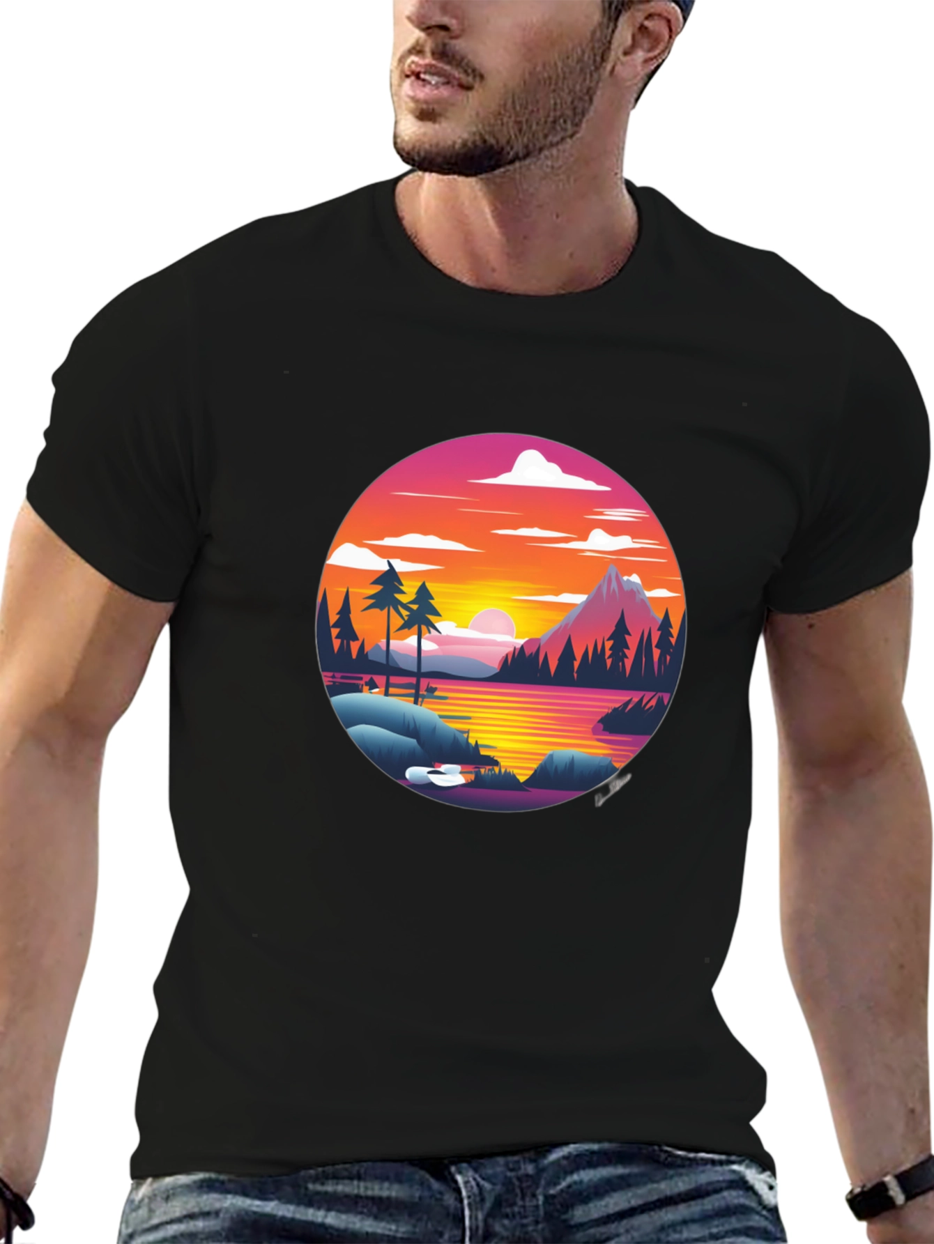 Retro Sunset Lake T-Shirt
