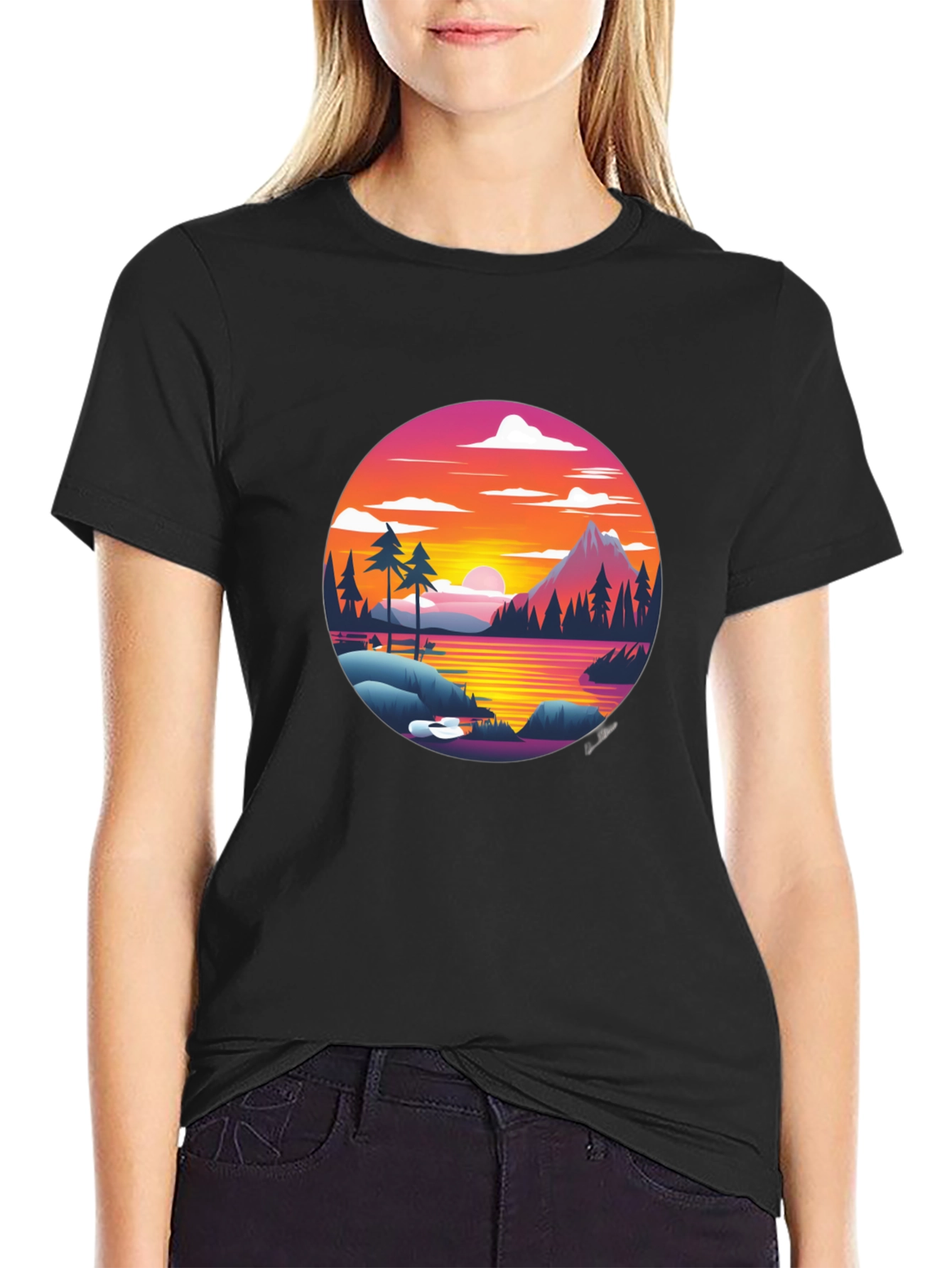 Retro Sunset Lake T-Shirt
