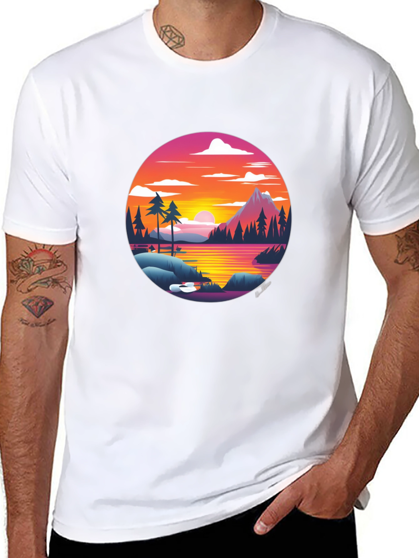 Retro Sunset Lake T-Shirt