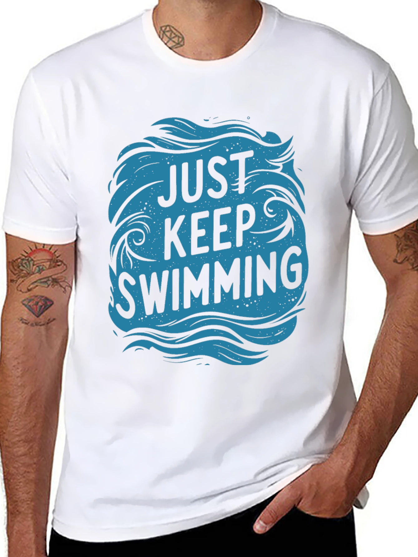 Just Keep Swimming Graphic Tee - Black