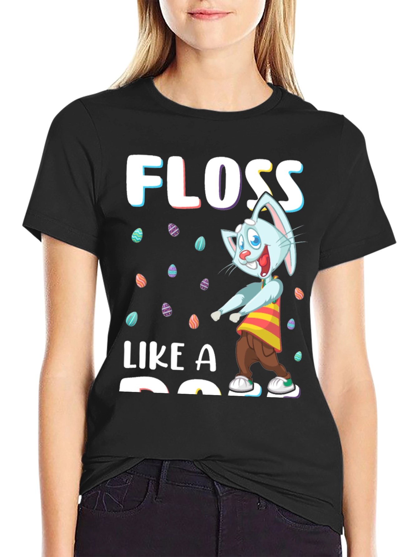 Easter Bunny Floss Like A Boss Black T-Shirt