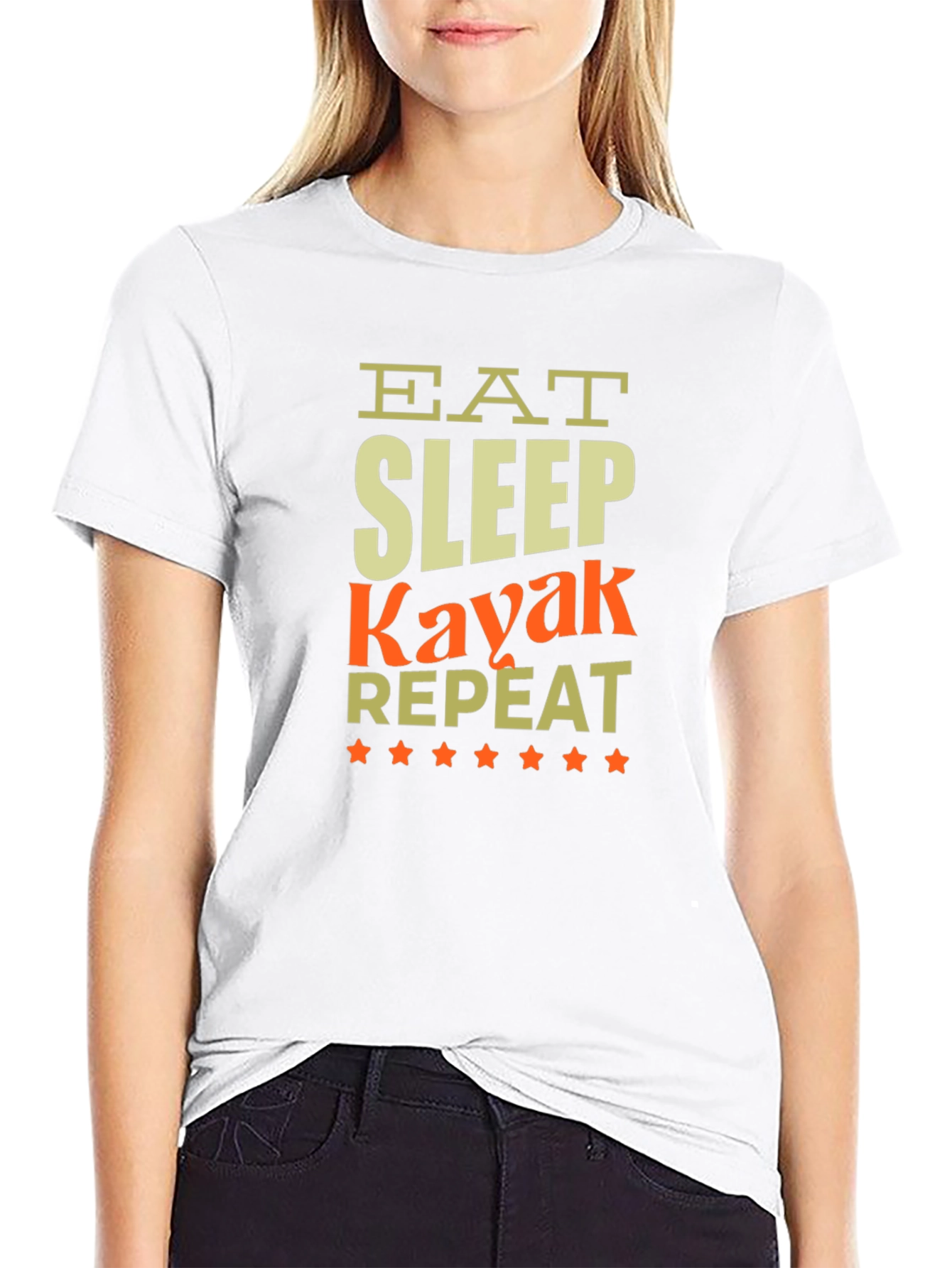 Eat Sleep Kayak Repeat Black T-Shirt