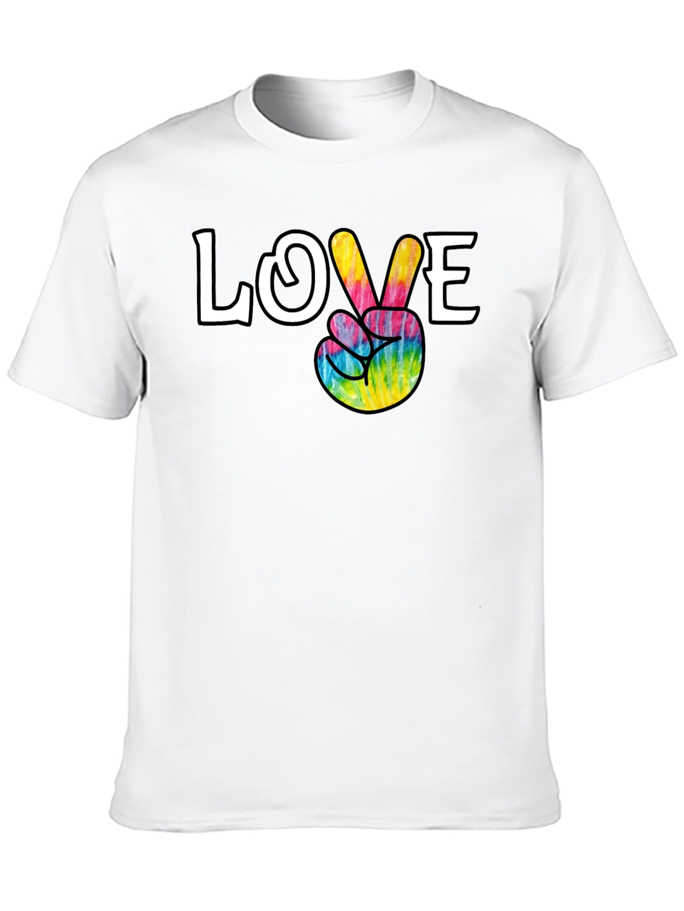 Love Peace Sign Tie Dye Graphic Tee - Black