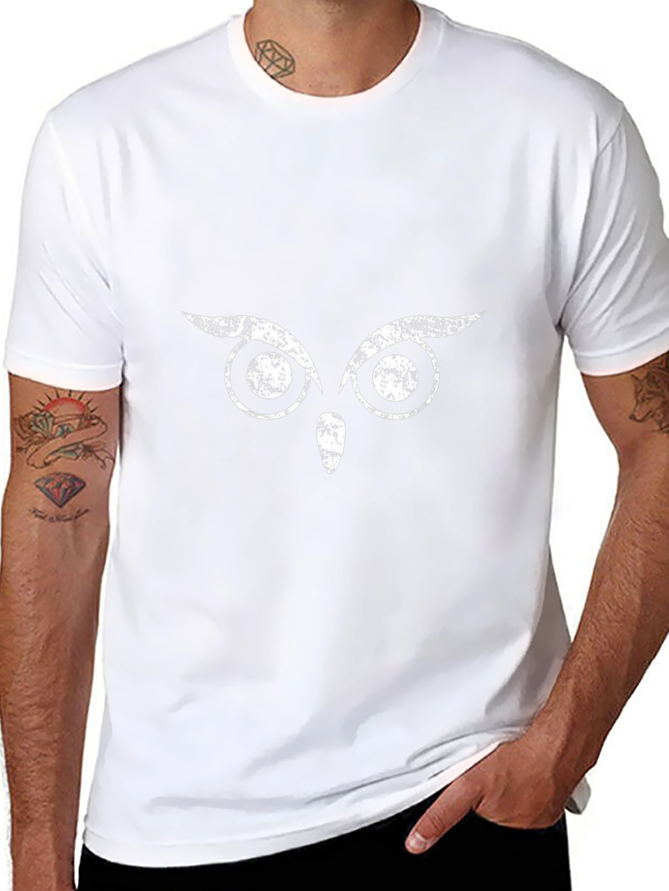 Mens Black Owl Eyes Graphic T-Shirt