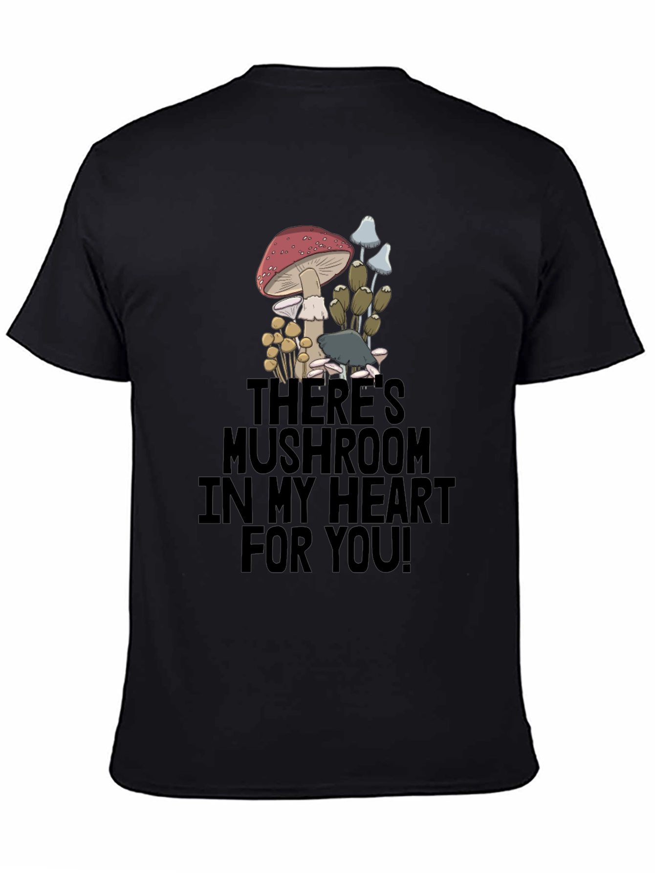 Mushroom Heart Graphic T-Shirt - Funny Novelty Tee