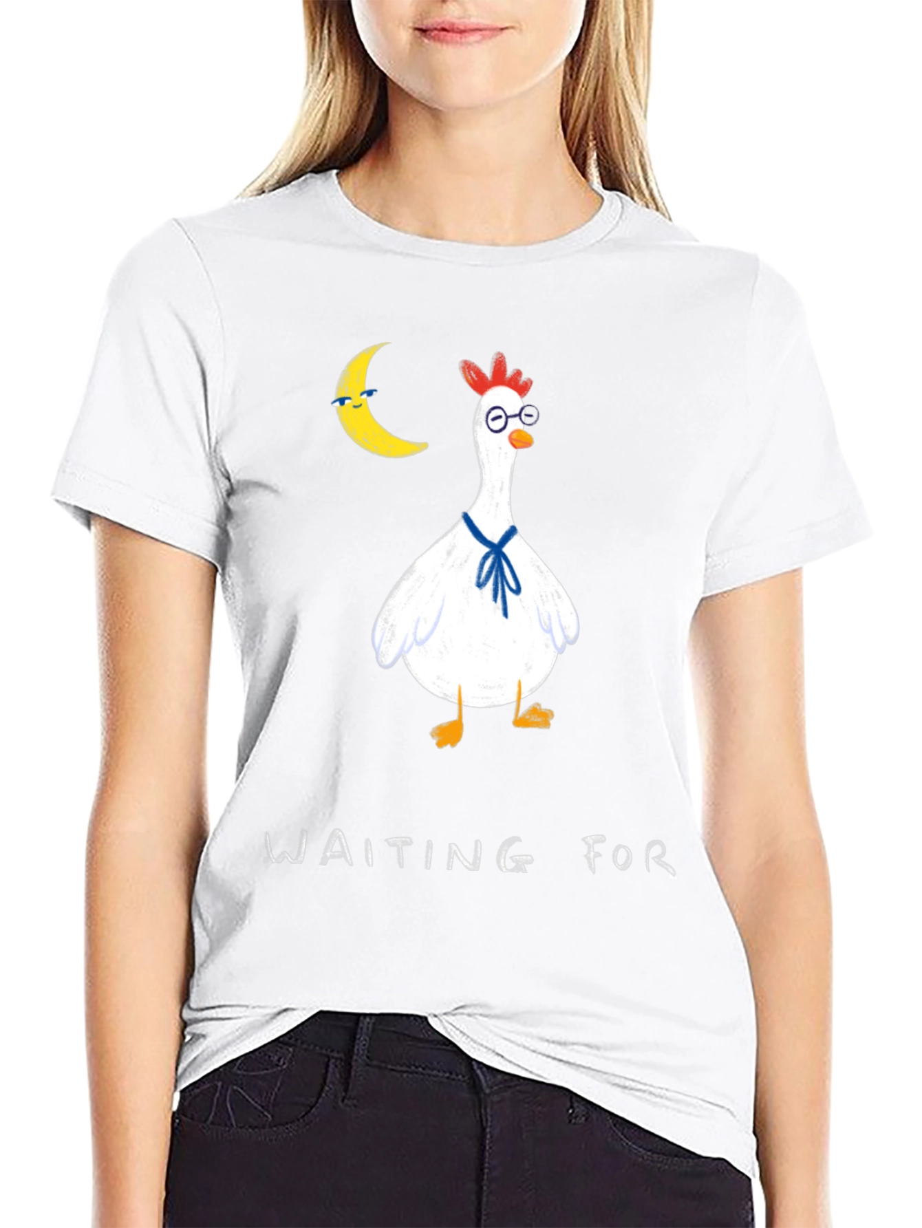 Waiting For T-Shirt: Funny Chicken Moon Tee
