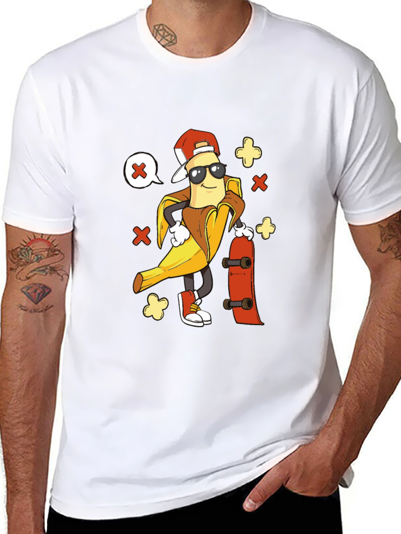 Cool Banana Skater T-Shirt - Black Cotton Tee