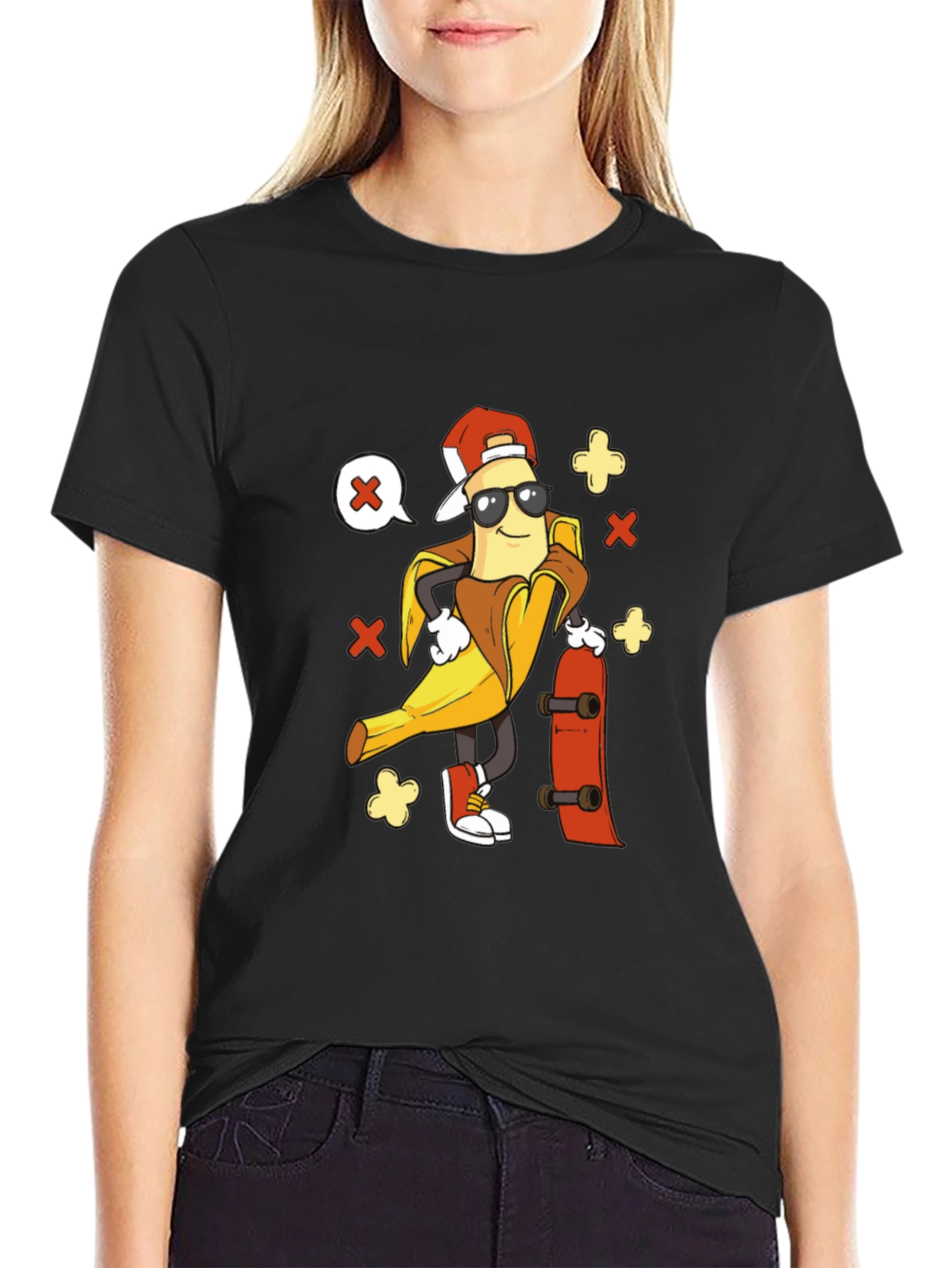 Cool Banana Skater T-Shirt - Black Cotton Tee