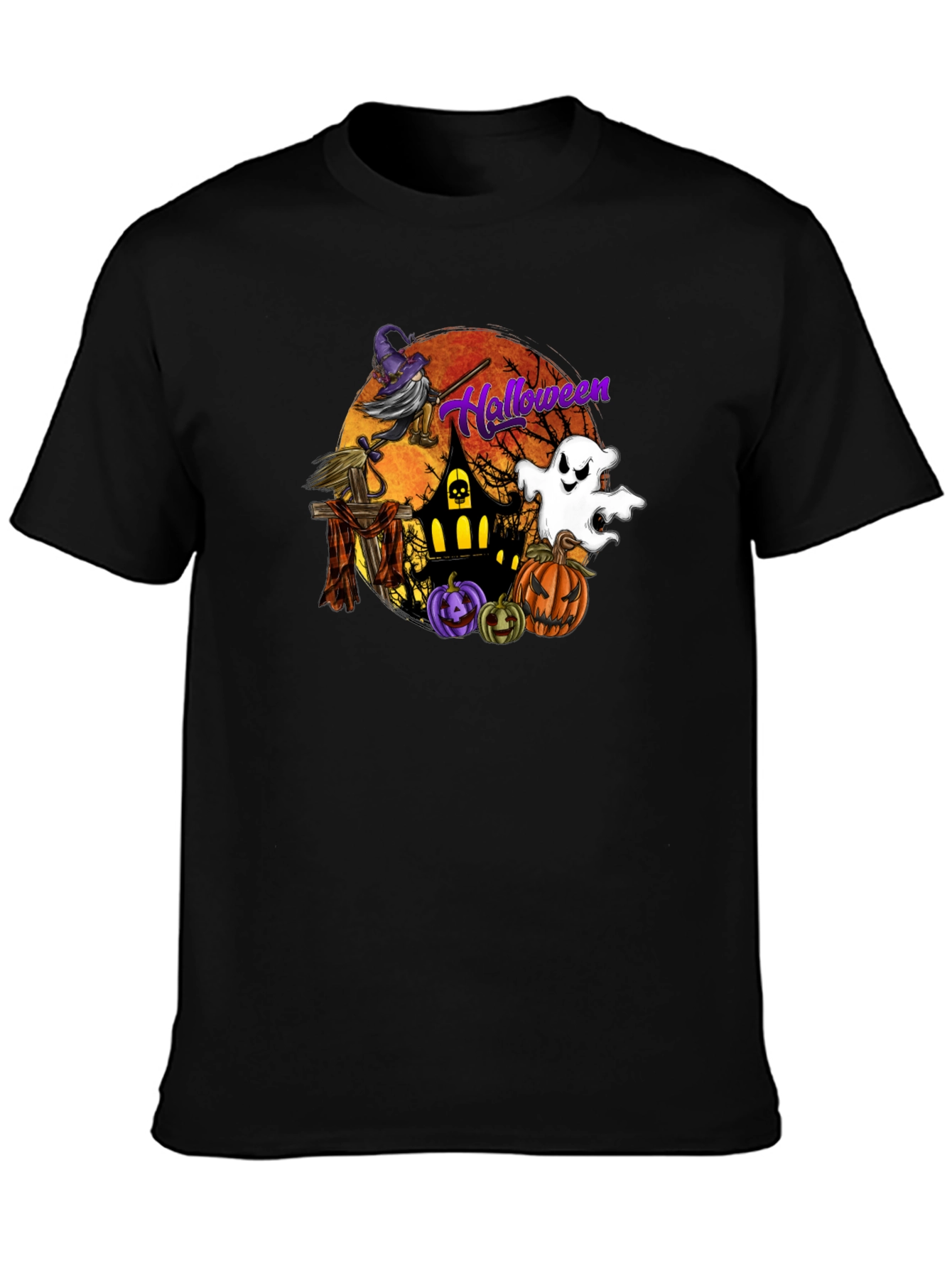 Halloween Witch and Ghost Graphic Tee
