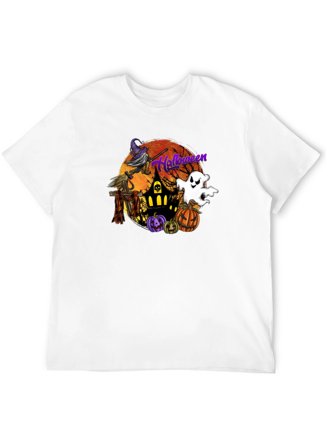 Halloween Witch and Ghost Graphic Tee