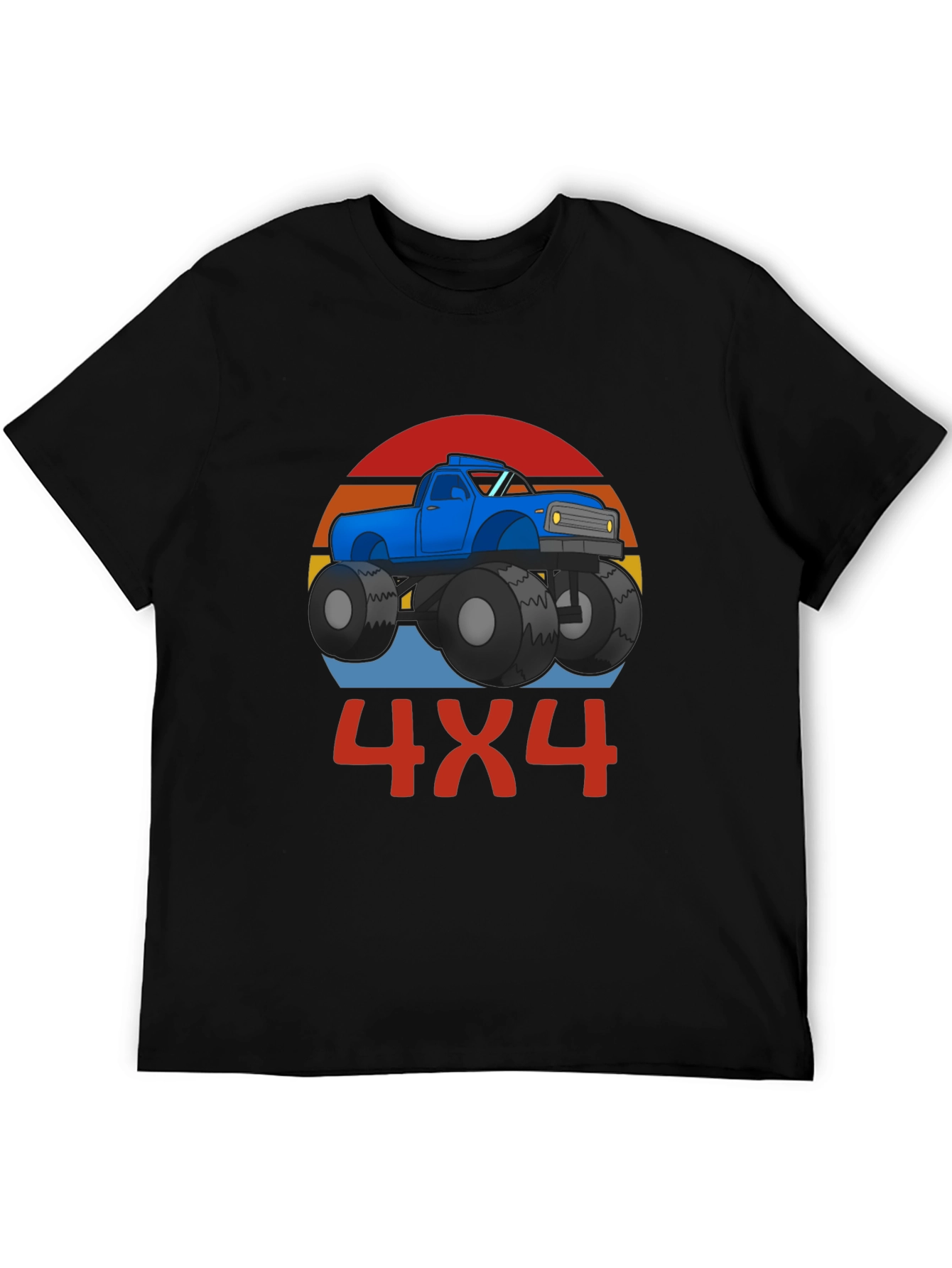 4x4 Monster Truck Graphic Tee - Black Cotton Blend